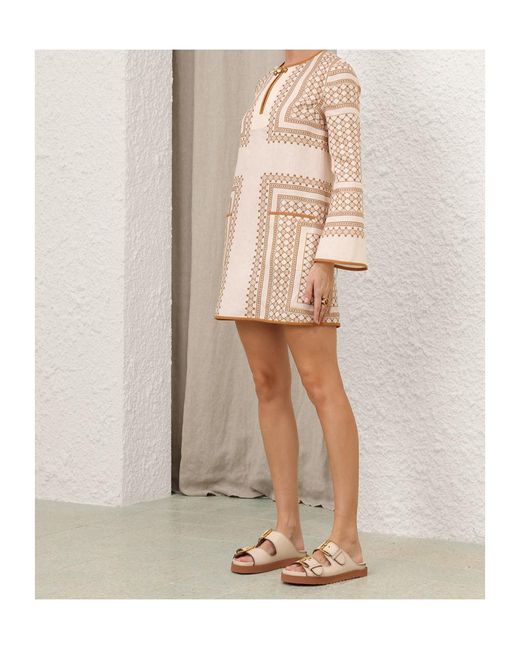 Zimmermann Natural Tunic Mini Dress