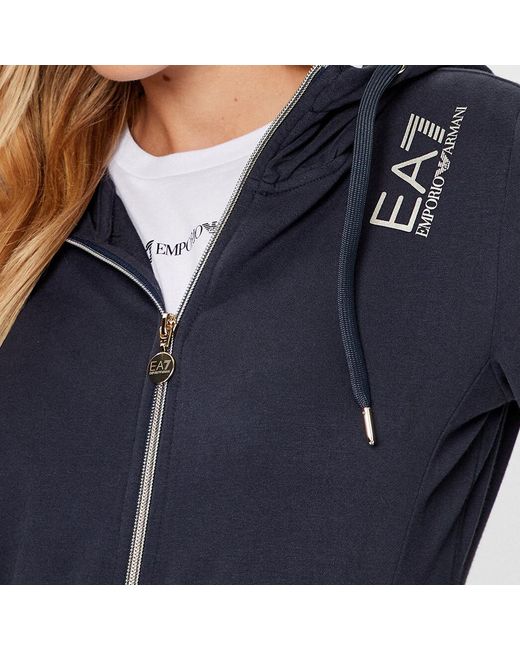 EA7 Blue Core Lady Zip-Up Hoodie