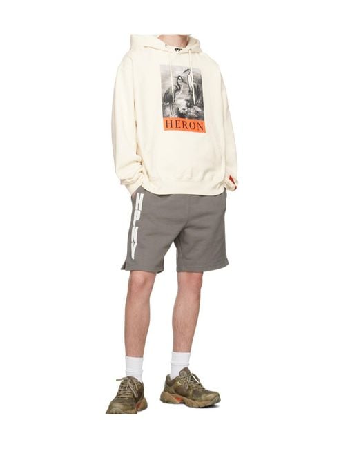 Heron Preston Gray Logo Printed Shorts for men