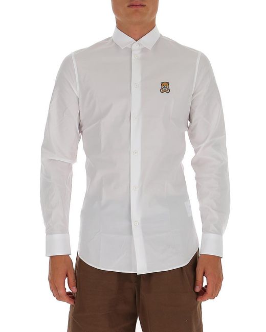 Moschino White Teddy Patch Shirt for men