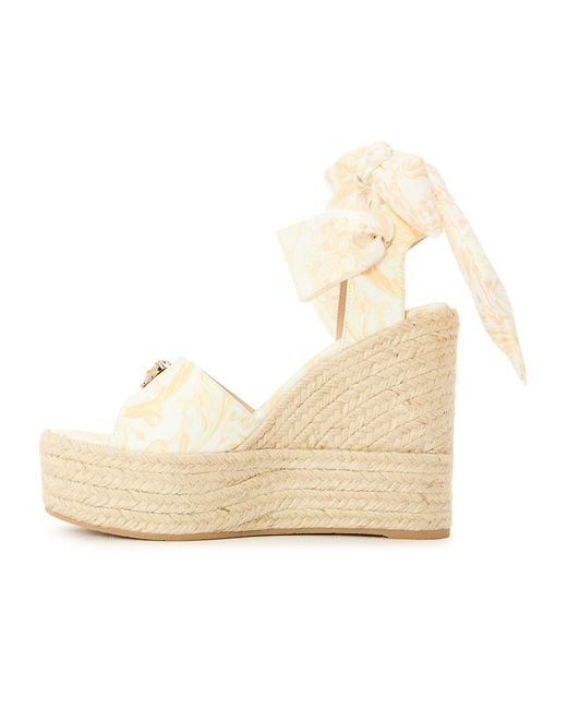 Versace Metallic Straw Wedge Heel Shoes