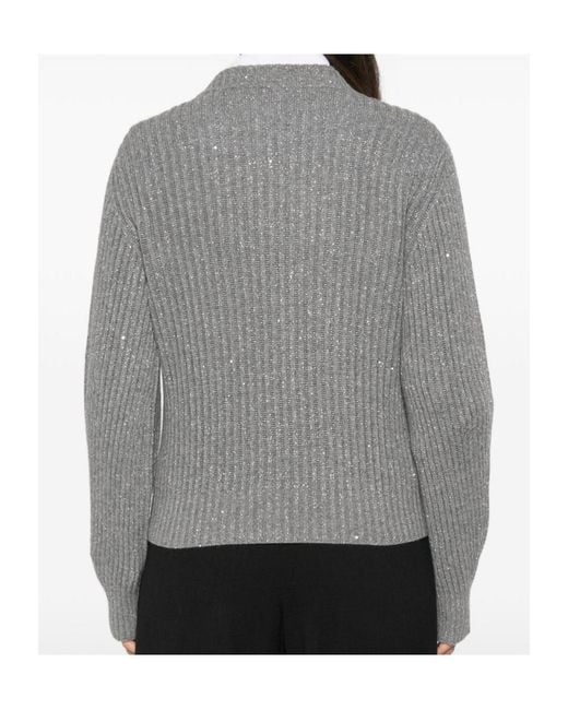Brunello Cucinelli Gray Sequin-Embellished Ribbed-Knit for men