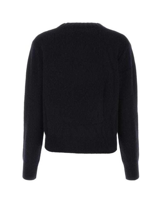 Sporty & Rich Blue Embroidered-Logo Cashmere Jumper for men
