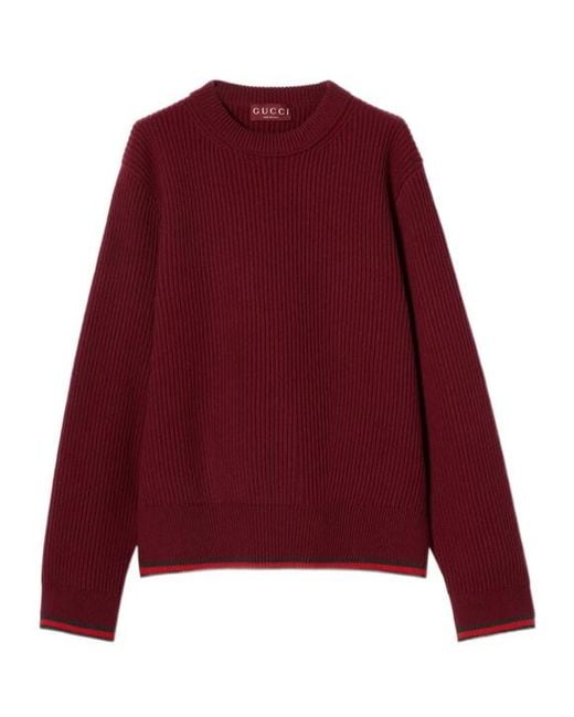 Gucci Red Mock-Neck Knit Sweater for men
