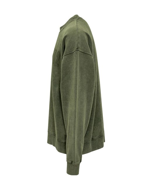 DSquared² Green Loose Fit Raw Edge Crewneck Sweatshirt for men