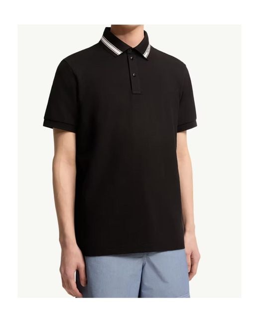 Moncler Black Logo-Trim Polo Shirt for men