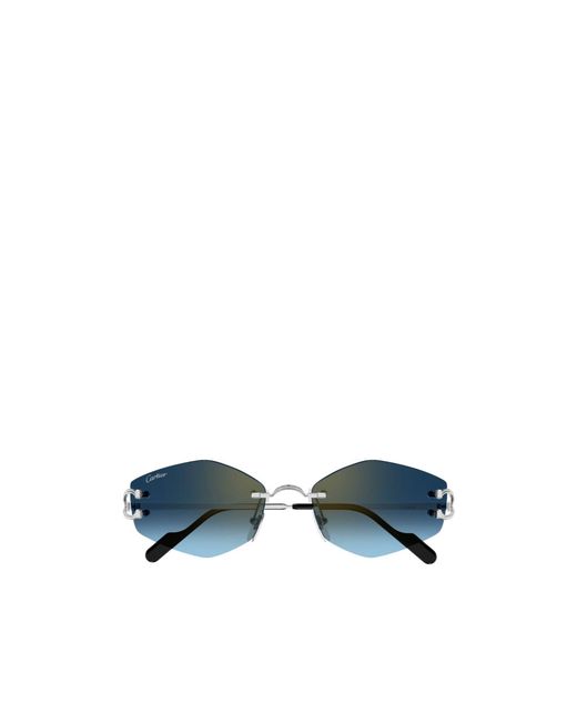 Cartier Blue Rimless Irregular Sunglasses for men