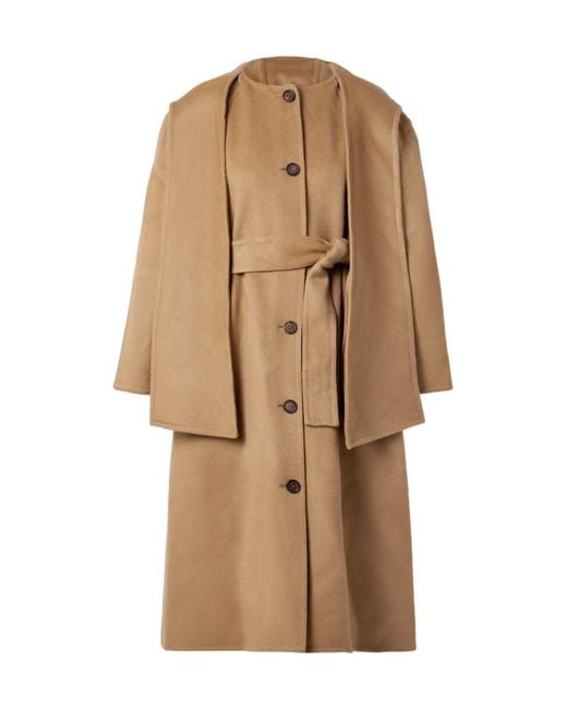Sea Natural Astra Scarf-Detailed Hooded Wool-Felt Coat