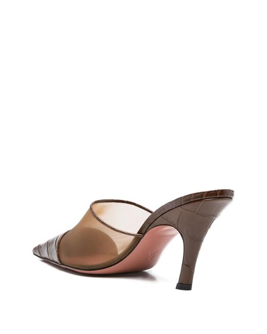 AMINA MUADDI Brown Pointed-Toe High-Heeled Slides