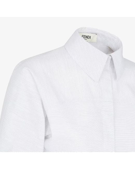 Fendi White Long-Sleeved Striped Shirt