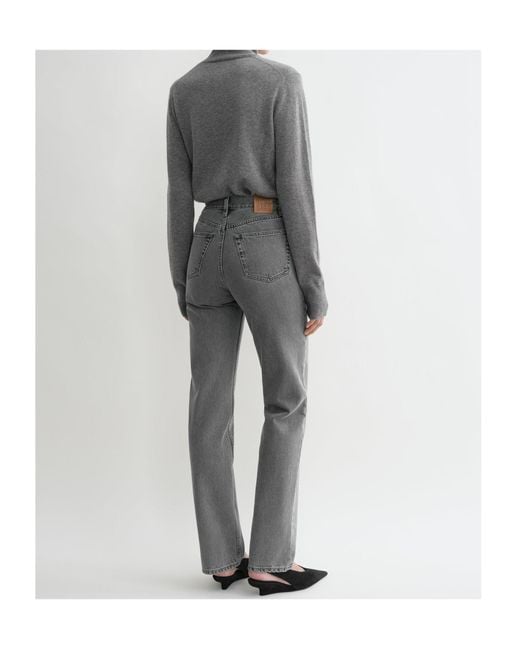 Totême Gray Mid-Rise Straight-Leg Jeans