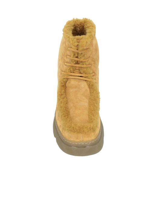 Burberry Natural Suede Platform Ankle Boots
