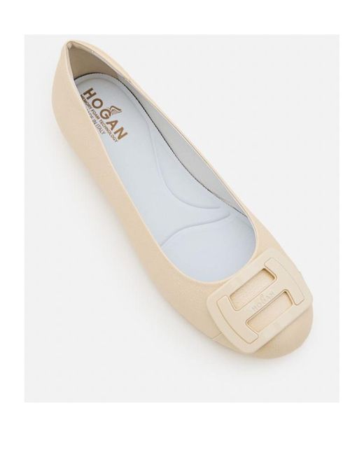 Hogan Natural H661 Logo Plaque Ballerinas