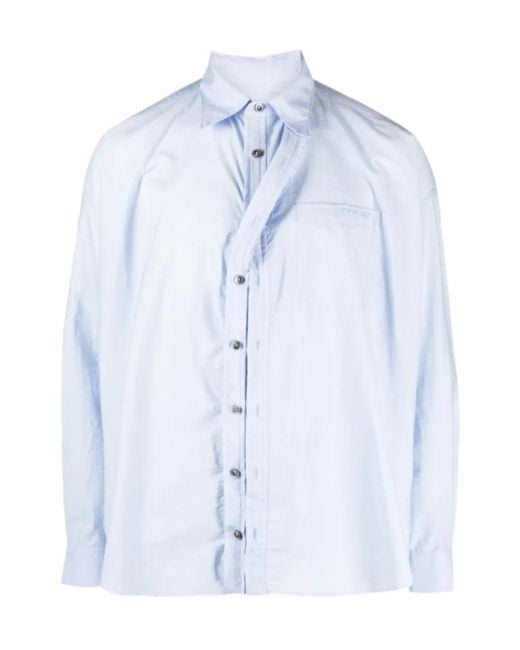 Y. Project Blue Asymmetric Cotton-Blend Shirt for men