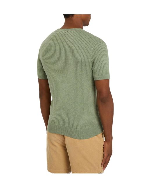 Polo Ralph Lauren Green Logo-Embroidered Ribbed Cotton-Knit T-Shirt for men