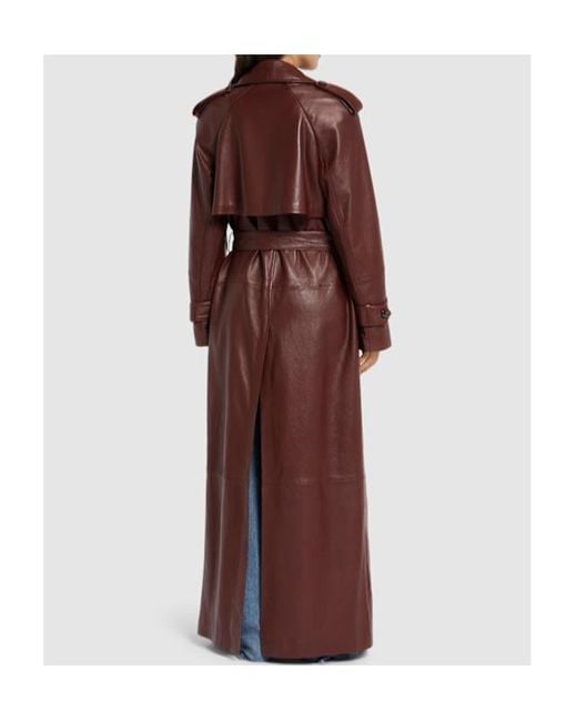 GIUSEPPE DI MORABITO Purple Double-Breasted Leather Trench Coat