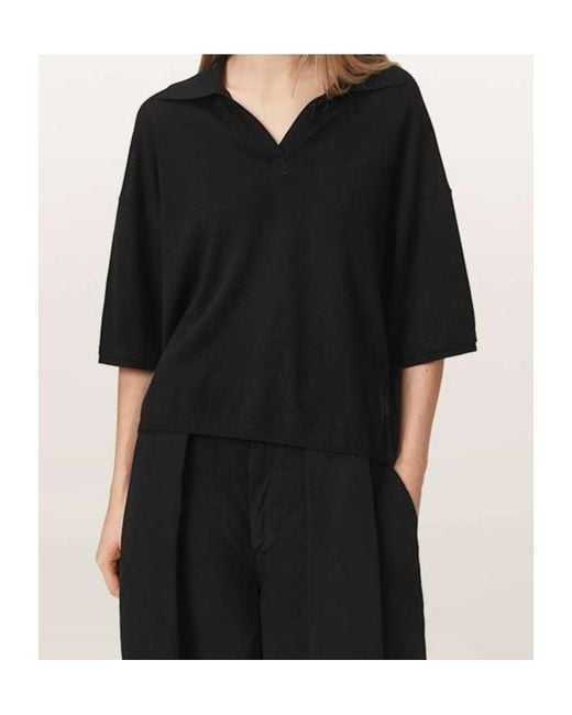 AllSaints Black Short-Sleeved Polo Shirt