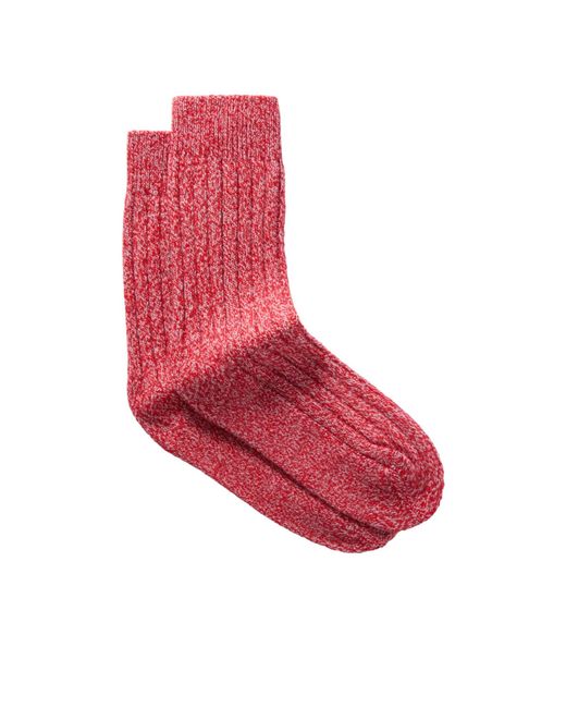 The Elder Statesman Red Ribbed Cashmere Socks
