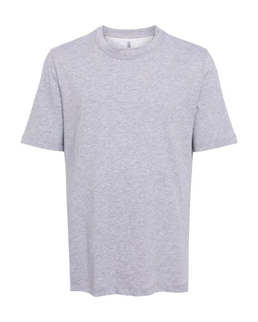 Brunello Cucinelli Blue Crew-Neck Cotton T-Shirt for men