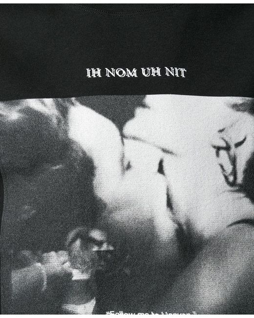 Ih Nom Uh Nit Black Printed Short Sleeves for men