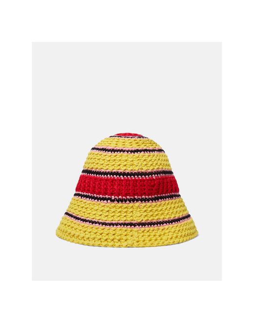 Stella McCartney Yellow Colour-Block Crochet Hat