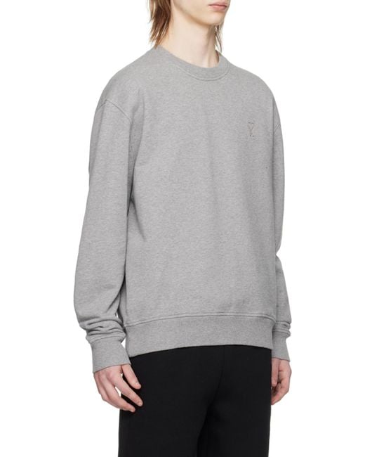 AMI Gray Ami De Coeur Organic Cotton Sweatshirt for men