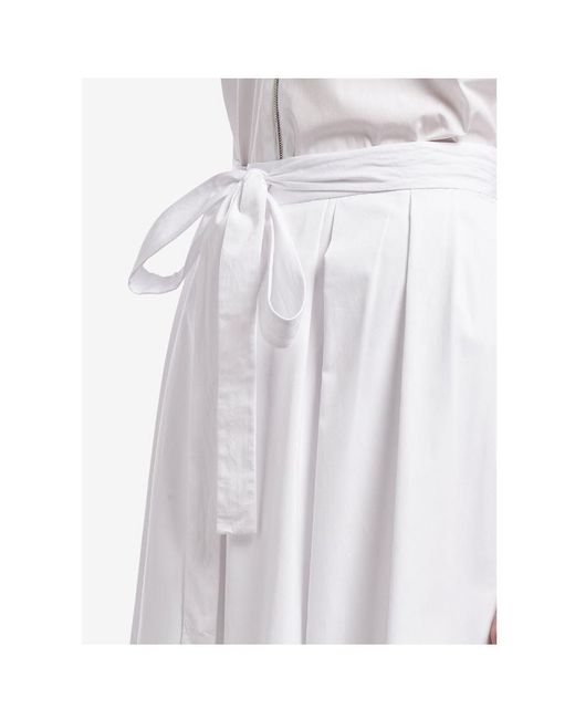 Prada White Girded Waist Pleated Skirt