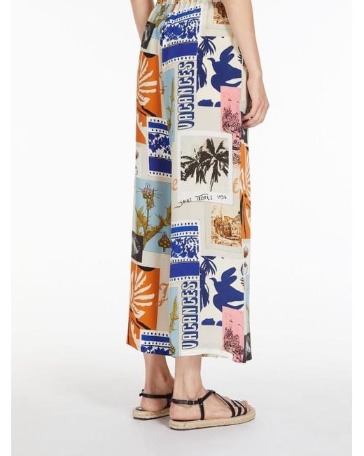 Weekend by Maxmara White Geometric-Print Trousers