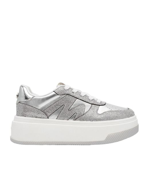 Steve Madden Gray Rhinestone-Embellished Platform Sneakers