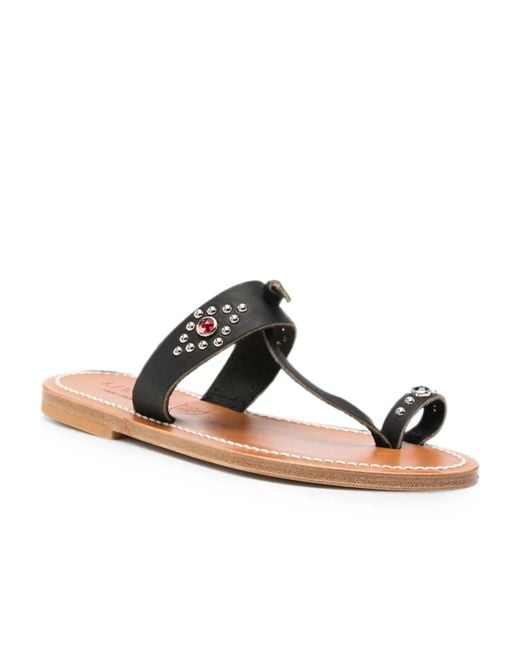 K. Jacques Black Embellished Toe-Strap Sandals