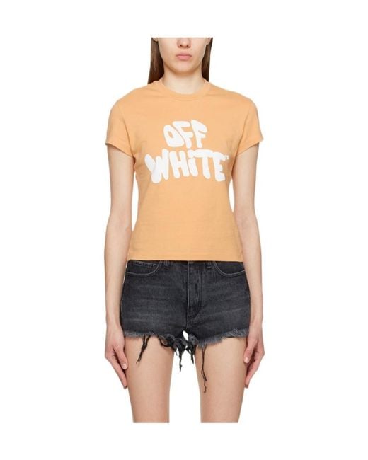 Off-White c/o Virgil Abloh Blue Logo-Print Short-Sleeve T-Shirt