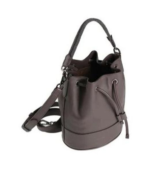 Brunello Cucinelli Brown Solid-Color Small Bucket Bag
