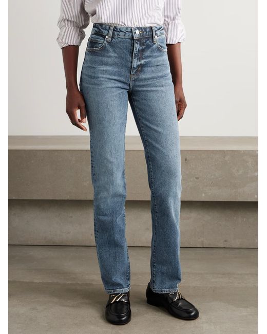 FRAME Blue The Ruler High-Rise Slim-Leg Jeans