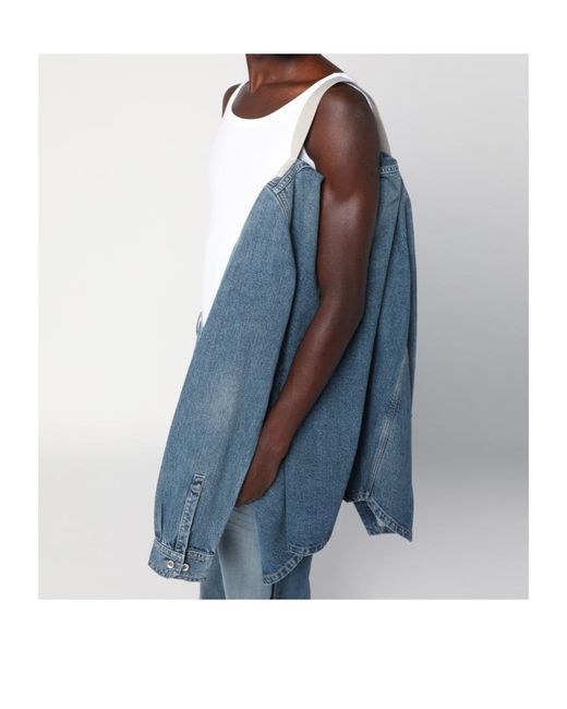 Rick Owens Blue Hollywood Washed Outershirt for men