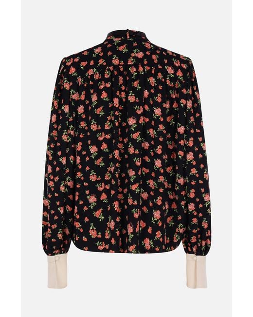Valentino Black All-Over Floral Patterned Button-Up Top