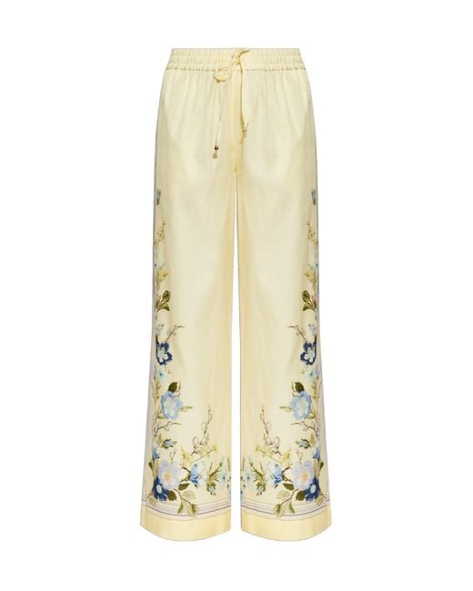 Self-Portrait Natural Floral Wide-Leg Pants