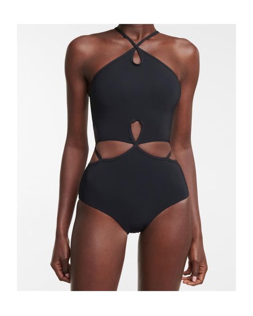 Christopher Esber Black Hollow-Out One-Piece Swimsuit