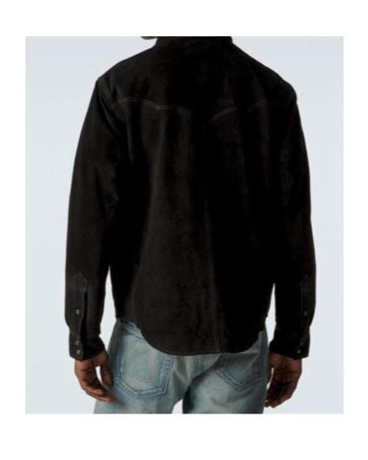 RRL Black Suede Western Shirt for men