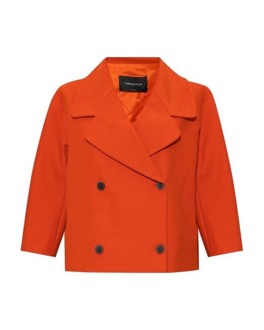 Fabiana Filippi Orange Double Breasted Cropped Blazer