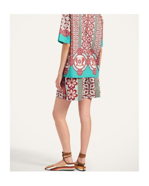 LaDoubleJ Red Floral-Print Shorts