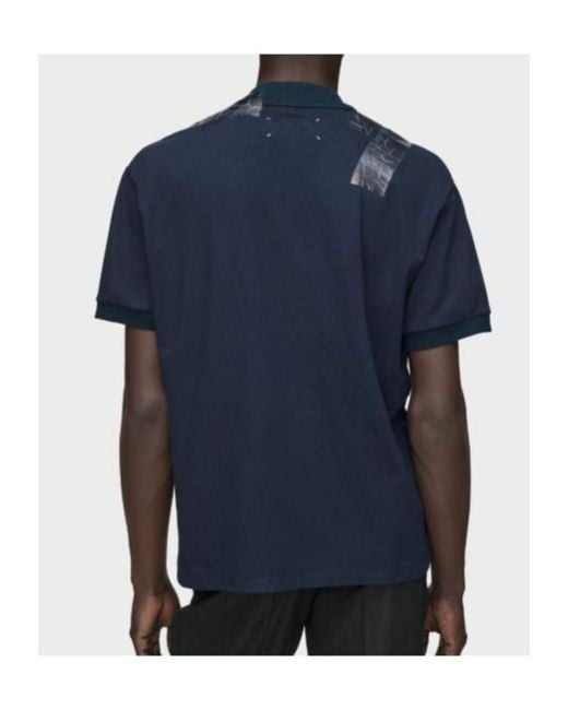 Maison Margiela Blue Taped V-Neck T-Shirt for men
