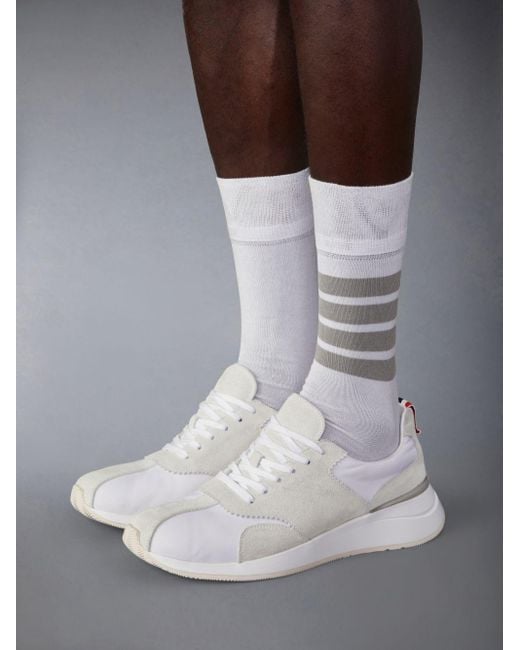 Thom Browne White Sprinter Panelled Sneakers for men