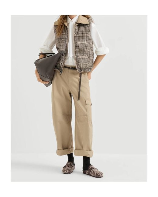 Brunello Cucinelli Brown Water-Resistant Alpaca And Wool Check Slippers With Dazzling Dégradé Embroidery