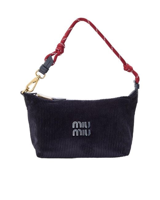 Miu Miu Blue Corduroy Mini Hobo Bag