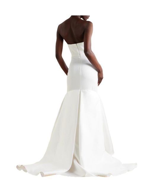 Solace London White Jodi Strapless Crepe And Satin-Twill Gown