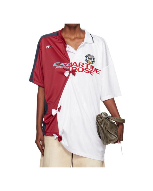 Martine Rose Red Colour-Block Football Jersey for men