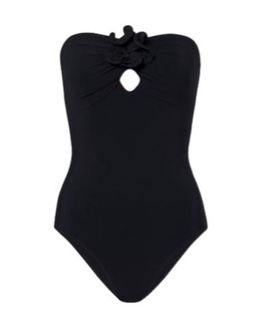 Magda Butrym Black Floral-Appliqué Swimsuit