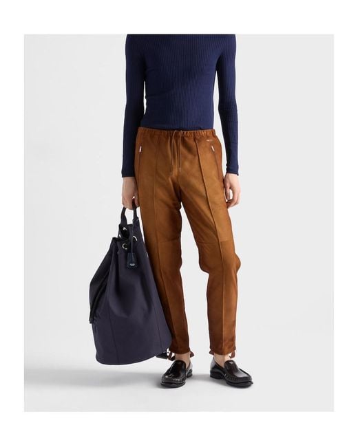 Prada Brown Elasticated Waistband Trousers for men