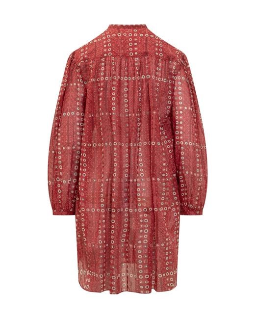Isabel Marant Red Isabel Marant Étoile Melinda-Ge Long-Sleeved Midi Dress