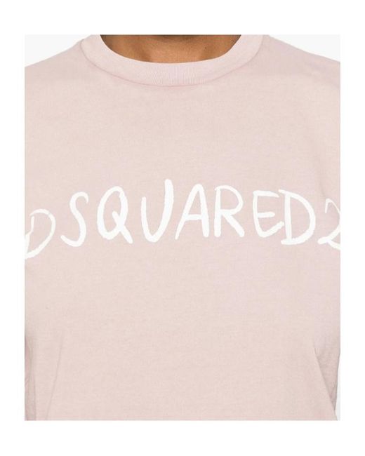 DSquared² Pink Fade Just Right Fit Handwritten Logo T-Shirt